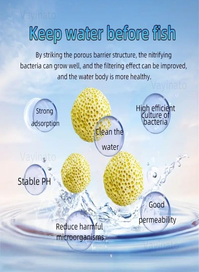 VAYINATO® 250g Yellow Ceramic Bio Ball with Net Bag for Freshwater Aquarium and Marine Fish Tank Sump Canister Filter Koi Pond Bottom Filteration by Petzlifeworld - Image 4